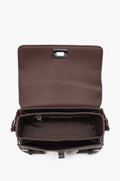 Small dark brown women’s shoulder bag made of genuine leather, Estro.