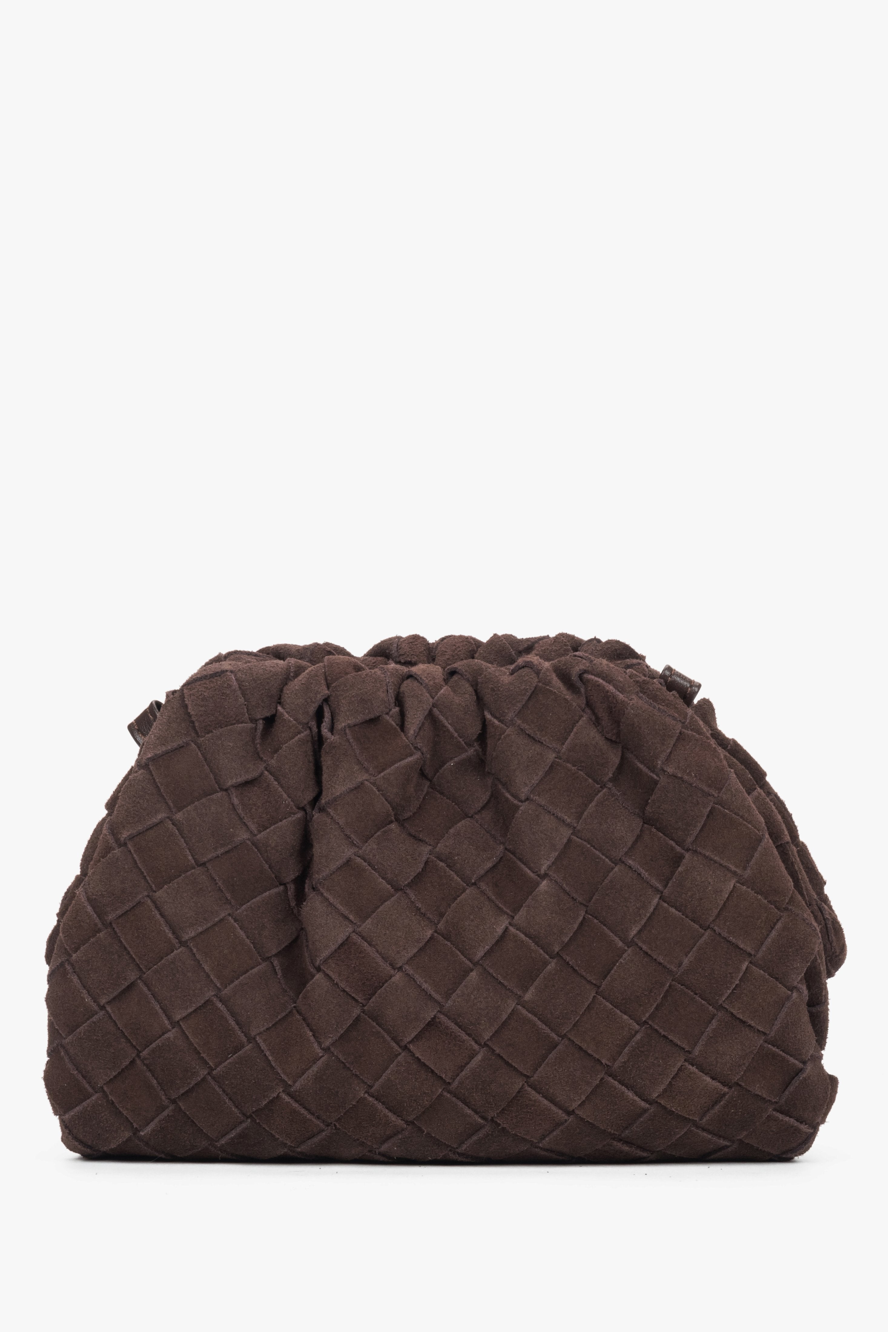 Women's Small Dark Brown Pouch Bag in Genuine Velour Estro ER00118997.