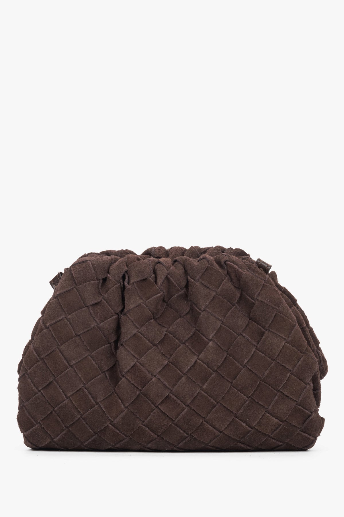 Women's Small Dark Brown Pouch Bag in Genuine Velour Estro ER00118997.