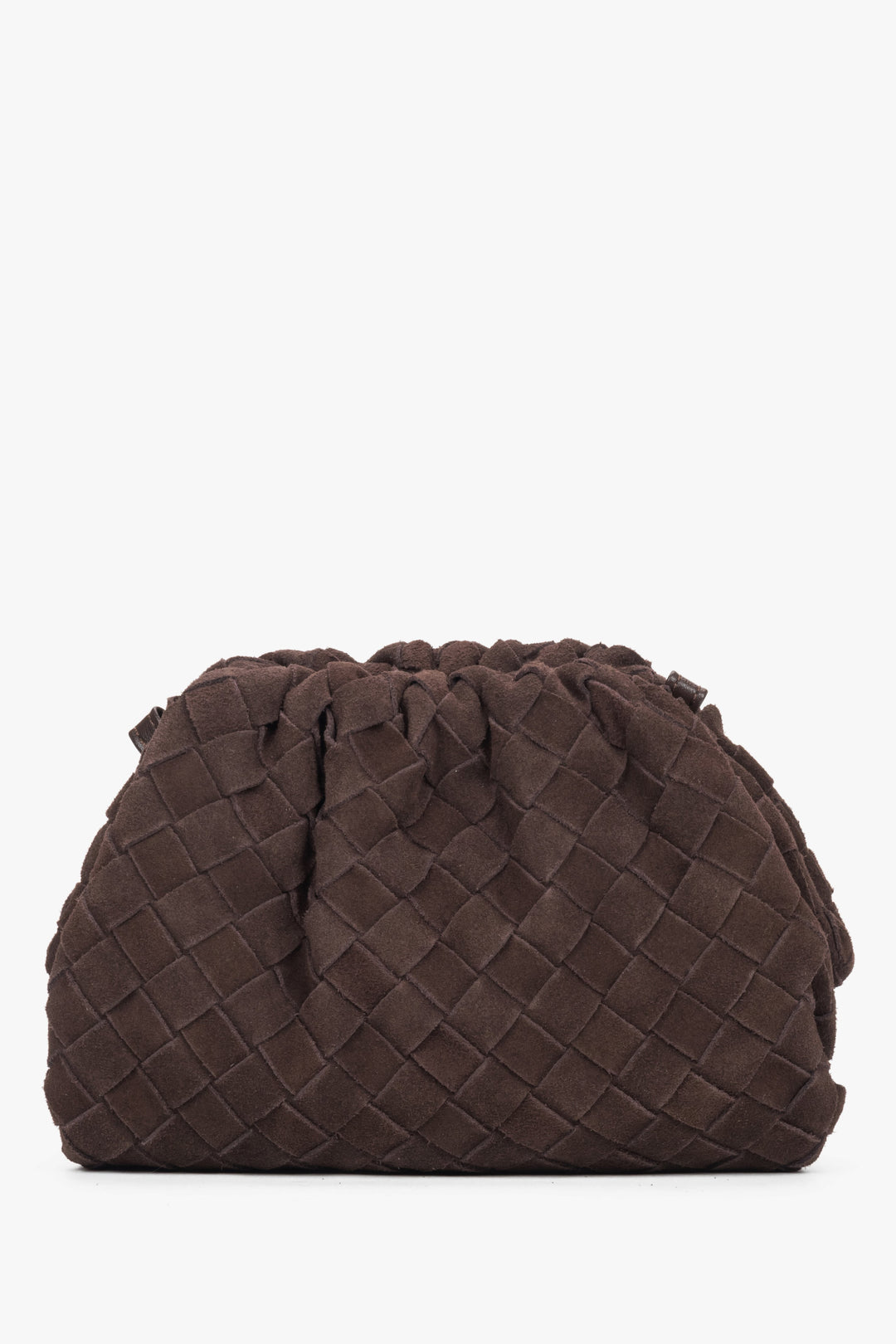 Women's Small Dark Brown Pouch Bag in Genuine Velour Estro ER00118997.