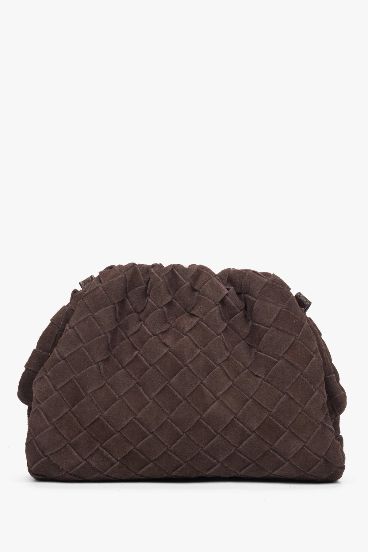 Women's small dark brown pouch bag in natural velour Estro.