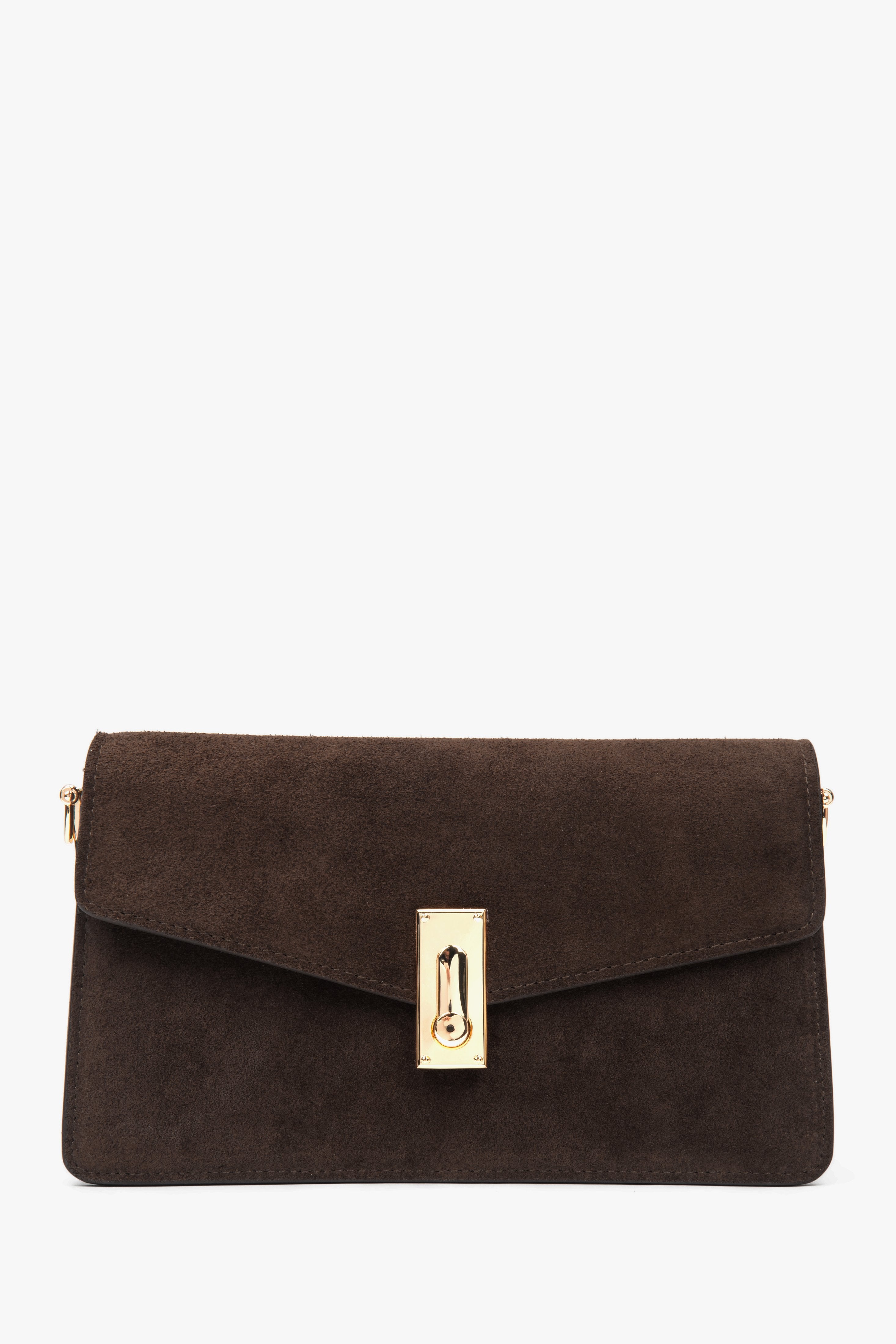 Women’s Small Dark Brown Shoulder Bag made of Genuine Velour Estro ER00116850.