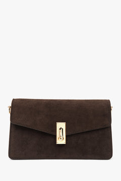 Women’s Small Dark Brown Shoulder Bag made of Genuine Velour Estro ER00116850.
