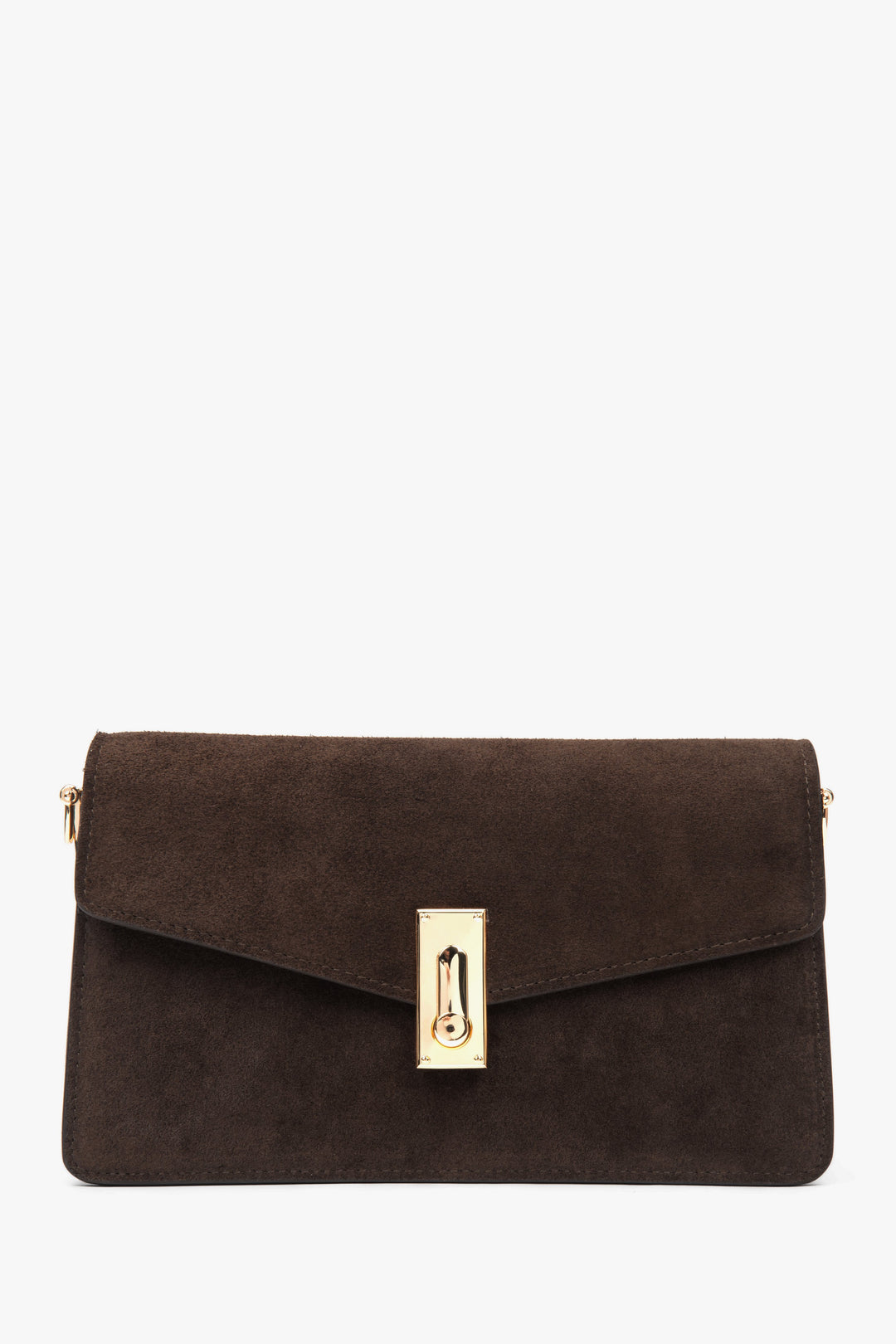 Women’s Small Dark Brown Shoulder Bag made of Genuine Velour Estro ER00116850.