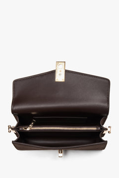 Small women’s shoulder bag, dark brown, made of genuine velour, Estro.