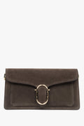 Women's Small Dark Brown Shoulder Bag made of Italian Genuine Velour Estro ER00117943.