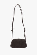 Women's Small Dark Brown Soft Genuine Velour Crossbody Bag Estro ER00118934.