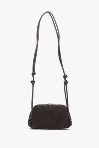 Women's Small Dark Brown Soft Genuine Velour Crossbody Bag Estro ER00118934.