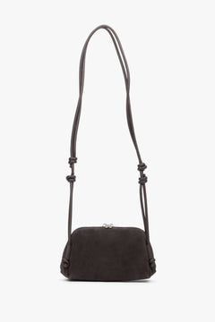 Women's Small Dark Brown Soft Genuine Velour Crossbody Bag Estro ER00118934.