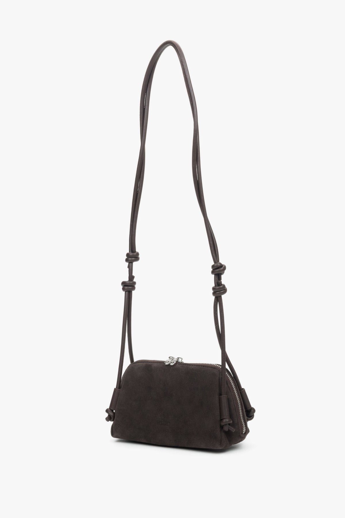 Women's small dark brown soft natural velour crossbody bag Estro.