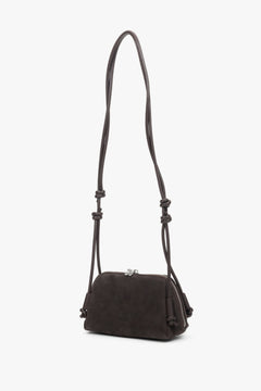 Women's small dark brown soft natural velour crossbody bag Estro.
