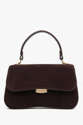 Women’s Small Dark Brown Velour Satchel Handbag Estro ER00118722.