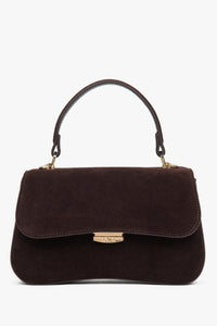 Women’s Small Dark Brown Velour Satchel Handbag Estro ER00118722.