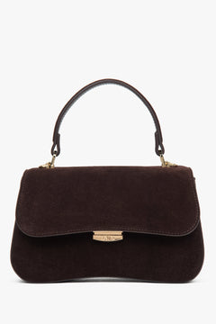 Women’s Small Dark Brown Velour Satchel Handbag Estro ER00118722.