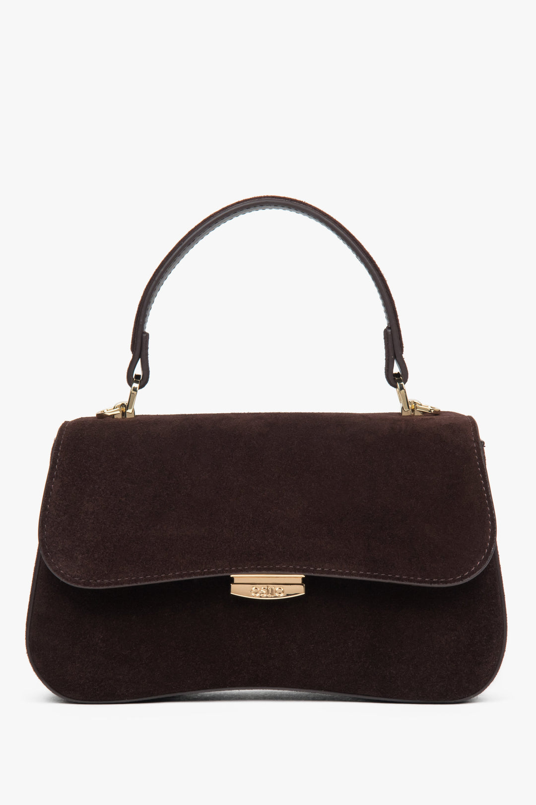 Women’s Small Dark Brown Velour Satchel Handbag Estro ER00118722.