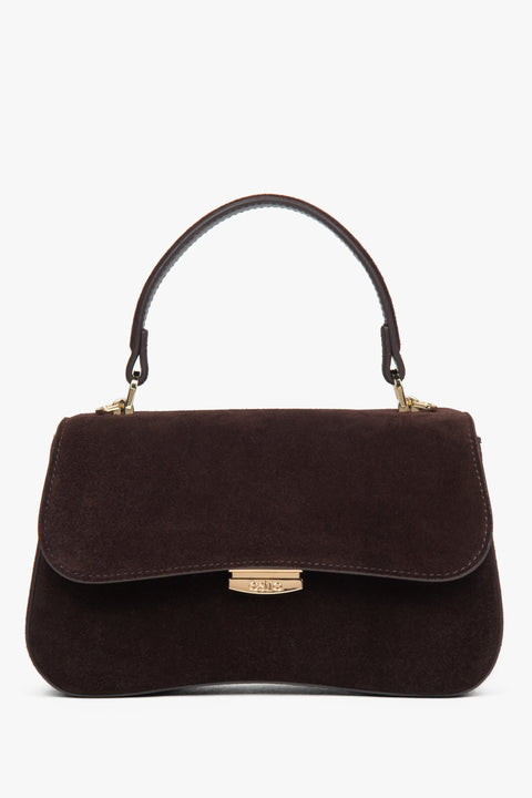 Women’s Small Dark Brown Velour Satchel Handbag Estro ER00118722.