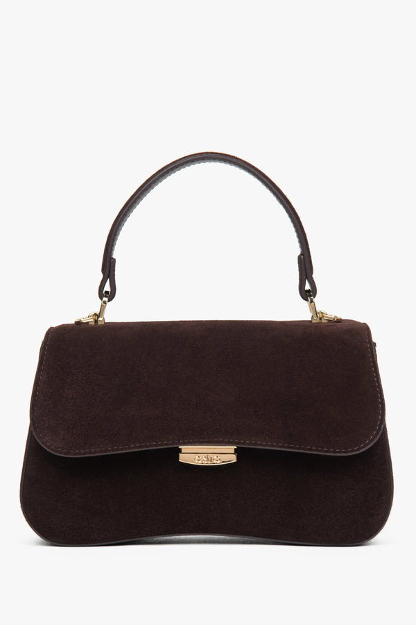 Women’s Small Dark Brown Velour Satchel Handbag Estro ER00118722.
