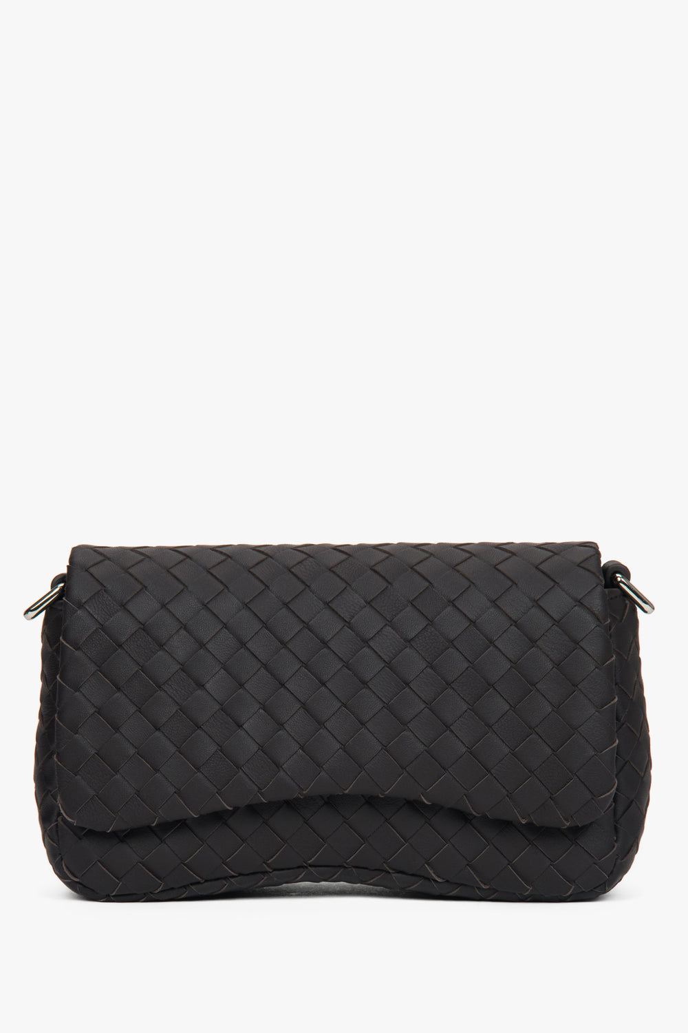 Women’s Small Dark Brown Woven Leather Shoulder Bag Estro ER00118706.