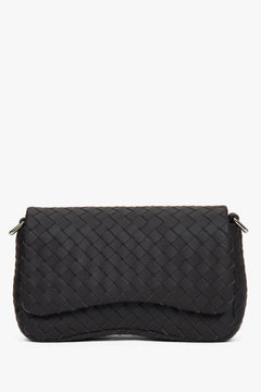 Women’s Small Dark Brown Woven Leather Shoulder Bag Estro ER00118706.
