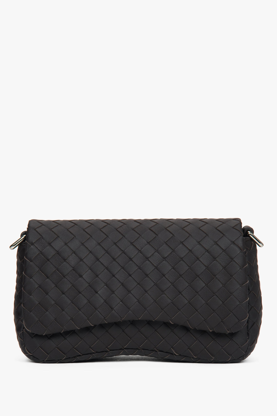 Women’s Small Dark Brown Woven Leather Shoulder Bag Estro ER00118706.