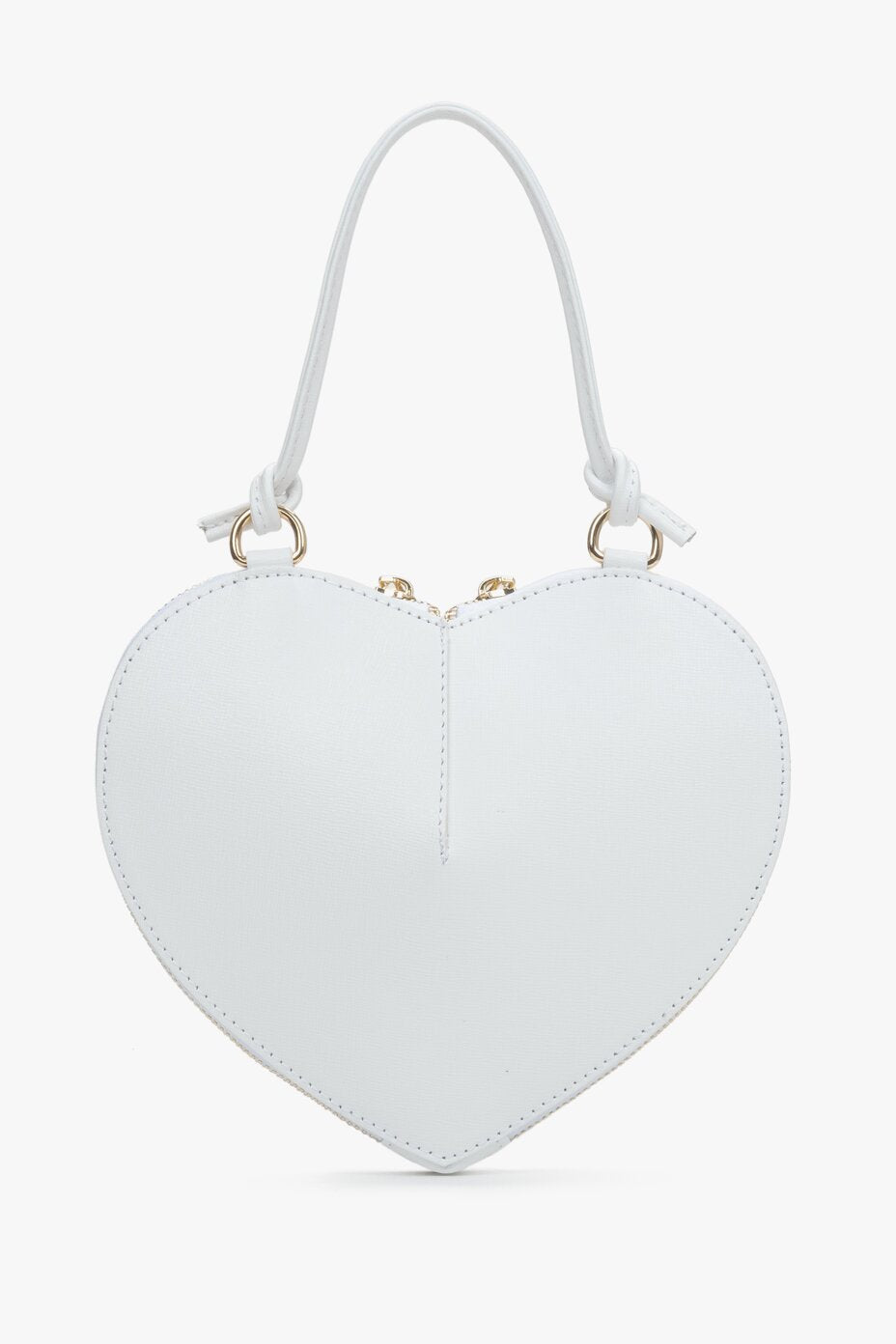 Women's Small White Leather Heart-Shaped Bag Estro ER00117470