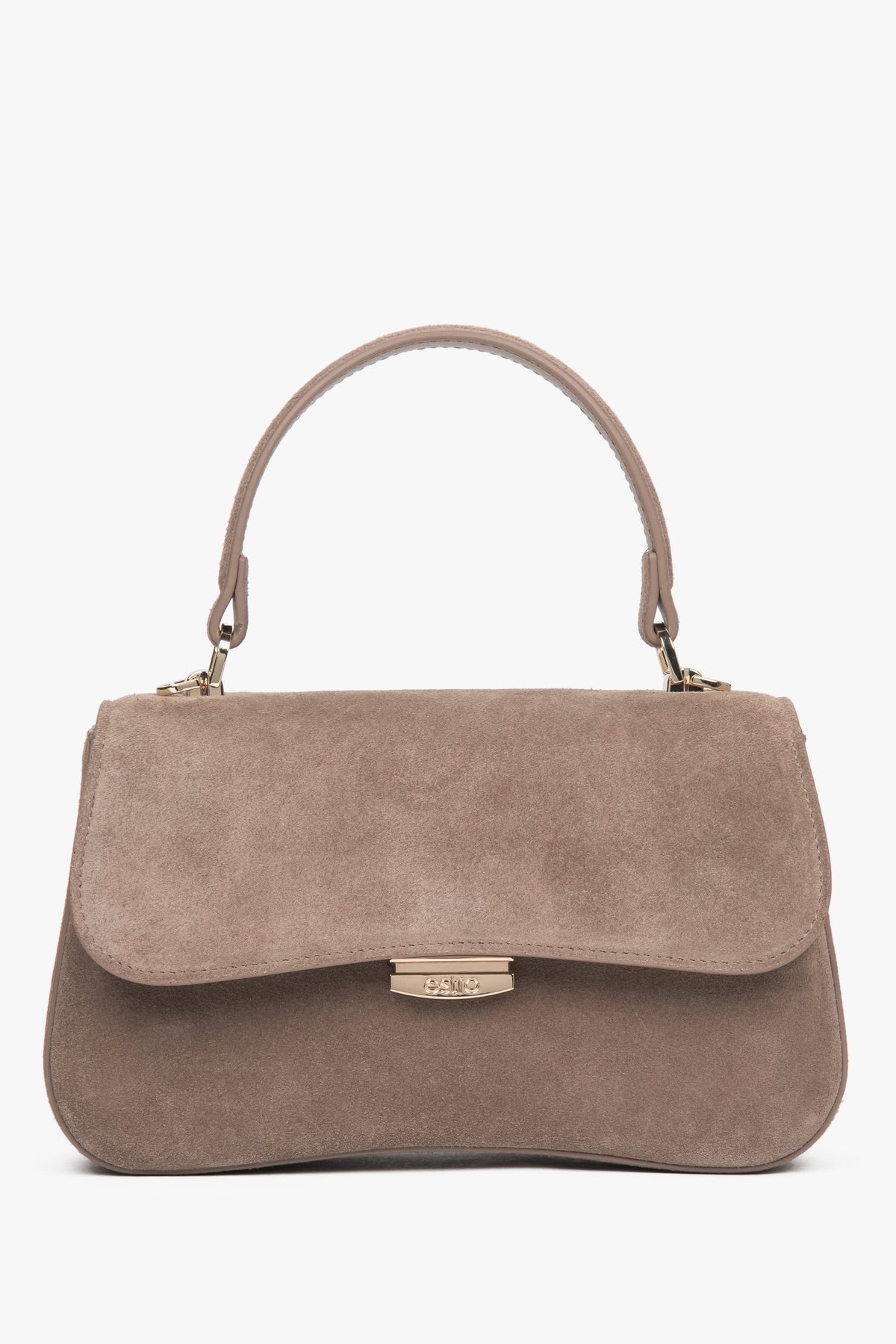 Women’s Small Light Brown Velour Satchel Handbag Estro ER00118723.