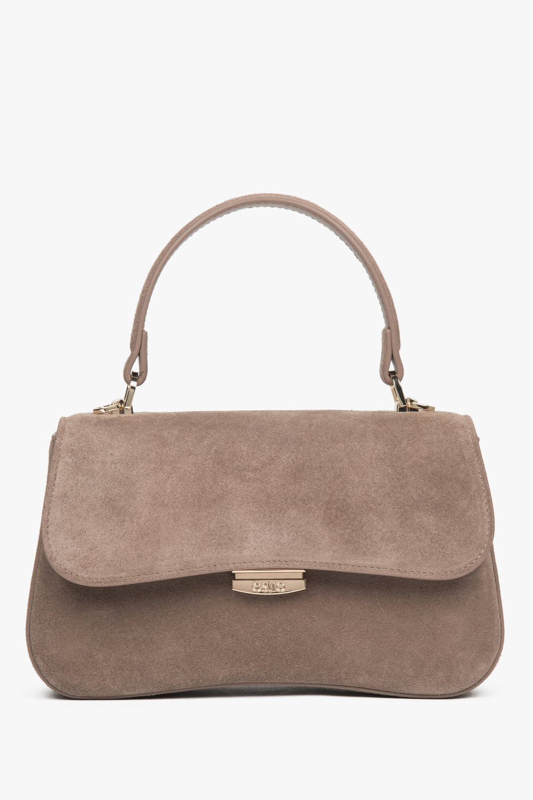 Women’s Small Light Brown Velour Satchel Handbag Estro ER00118723.