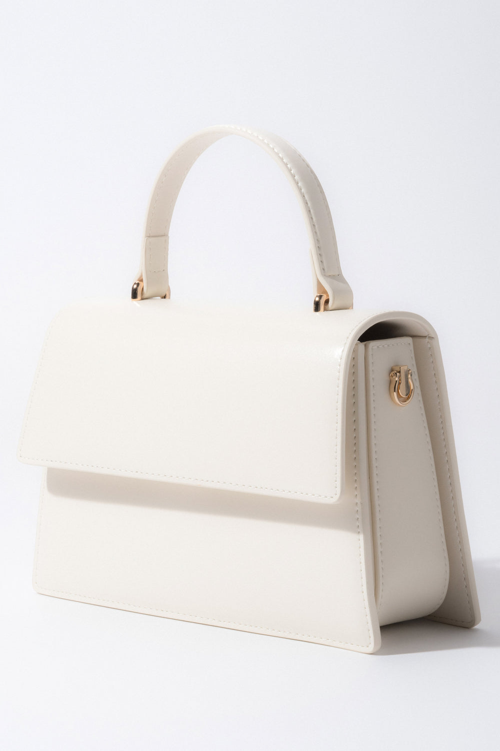 Women’s Small Milky Beige Leather Satchel Handbag Estro ER00116853.