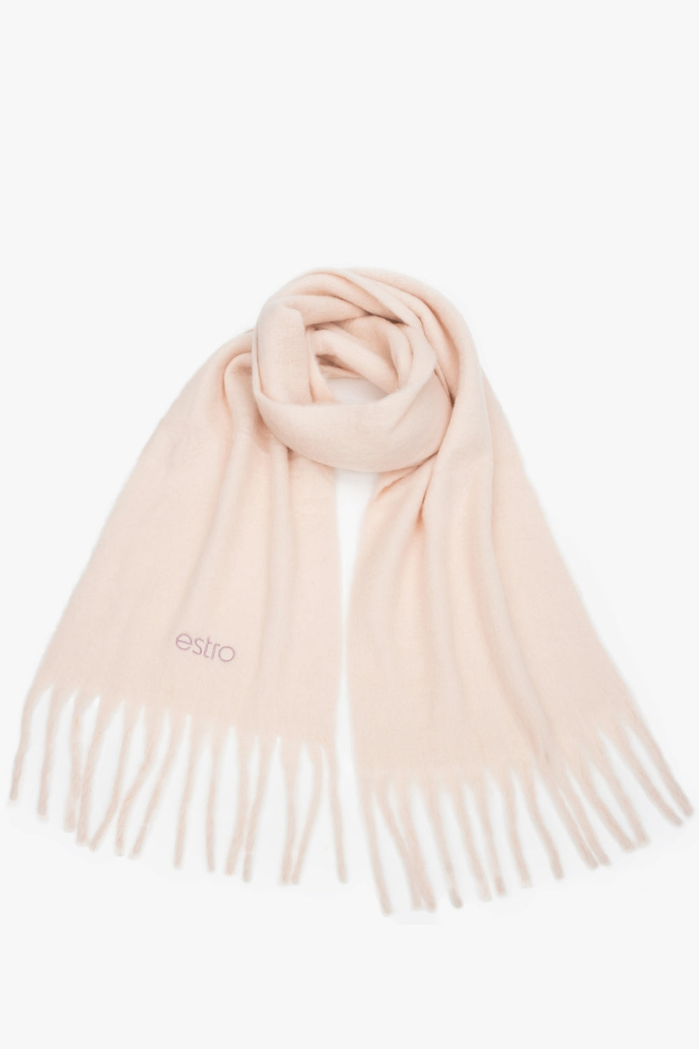 Women's Soft Beige Scarf with Fringes Estro ER00117403