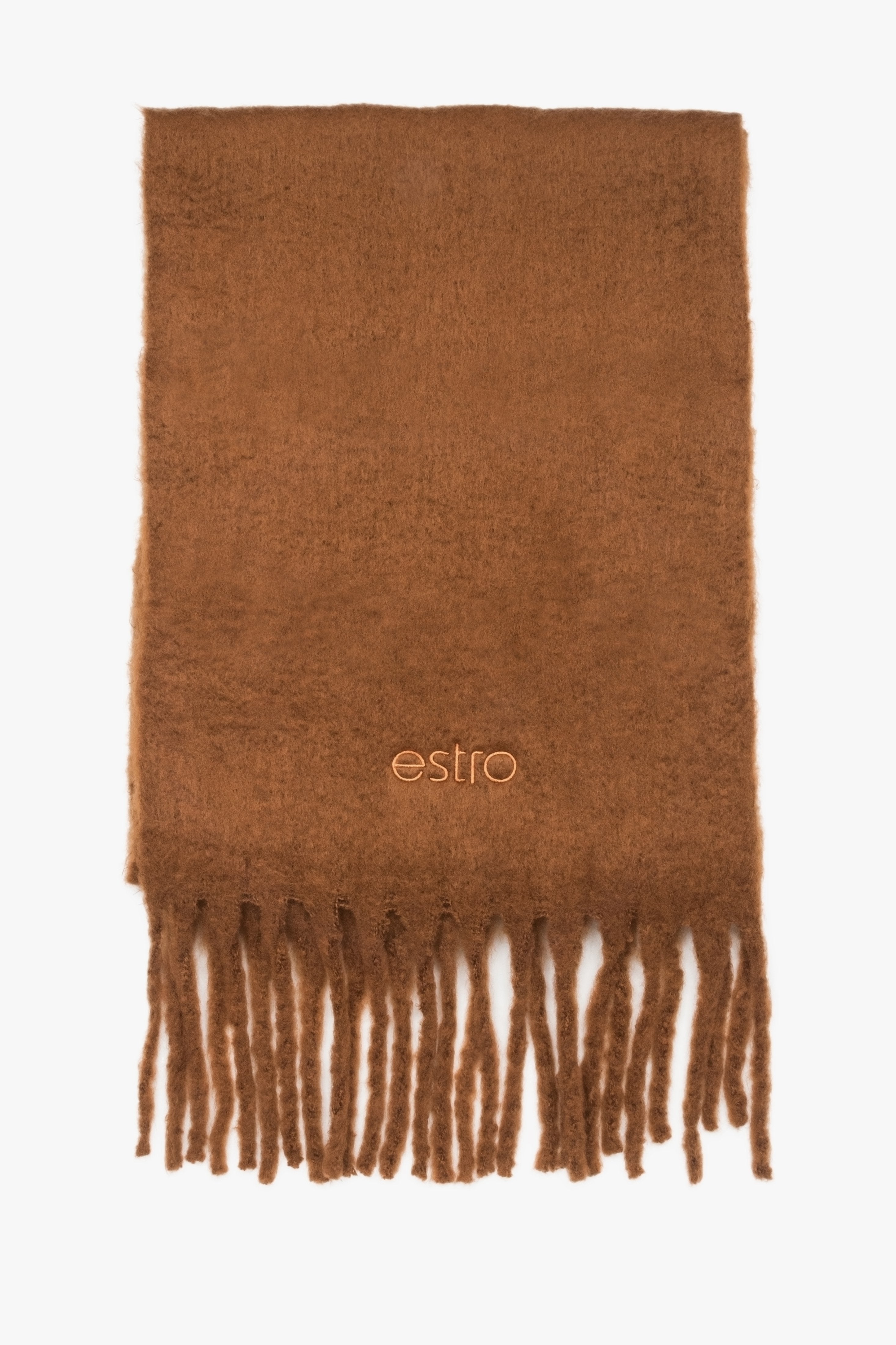 Women's Soft Brown Scarf with Fringes Estro ER00117405.