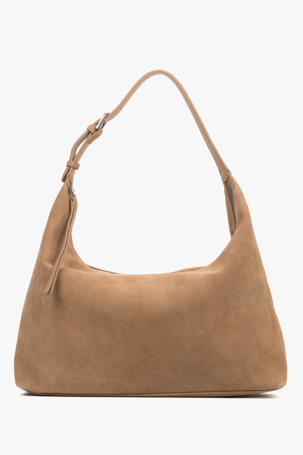 Women’s Spacious Beige Shopper Bag in Genuine Velour Estro ER00119537.