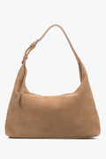 Women’s Spacious Beige Shopper Bag in Genuine Velour Estro ER00119537.