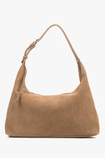 Women’s Spacious Beige Shopper Bag in Genuine Velour Estro ER00119537.