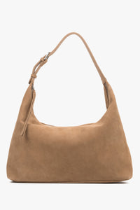 Women’s Spacious Beige Shopper Bag in Genuine Velour Estro ER00119537.
