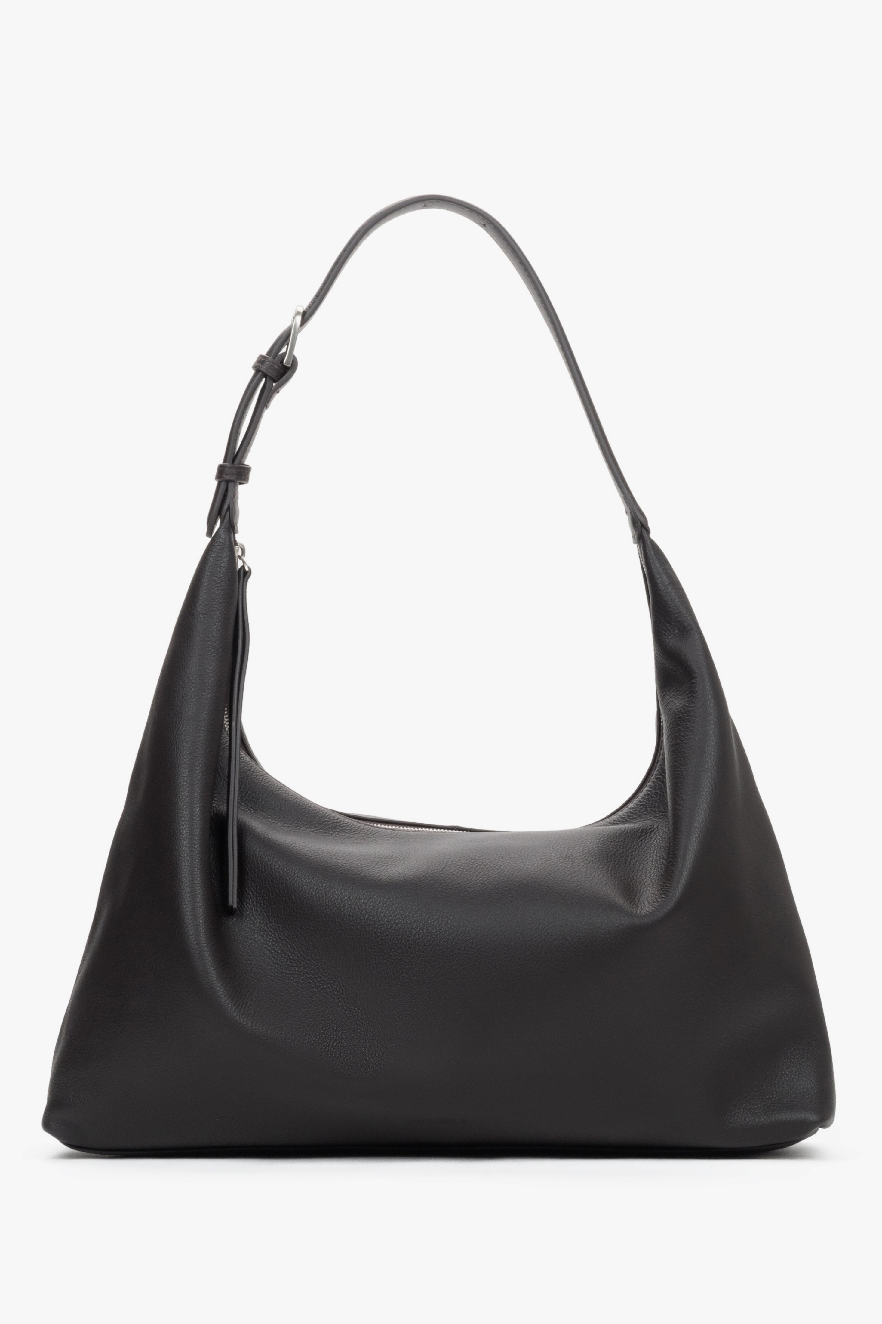 Women’s Spacious Dark Brown Shopper Bag in Genuine Leather Estro ER00119536.