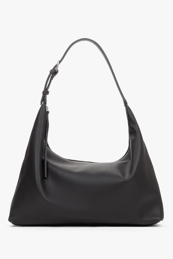 Women’s Spacious Dark Brown Shopper Bag in Genuine Leather Estro ER00119536.