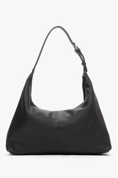 Practical and stylish dark brown leather shoulder bag, perfect for work or travel.