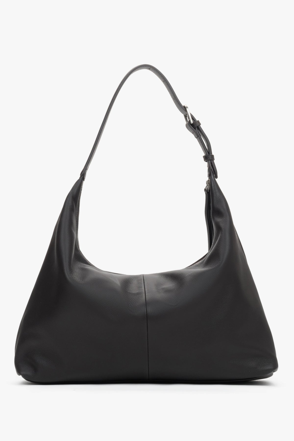 Practical and stylish dark brown leather shoulder bag, perfect for work or travel.