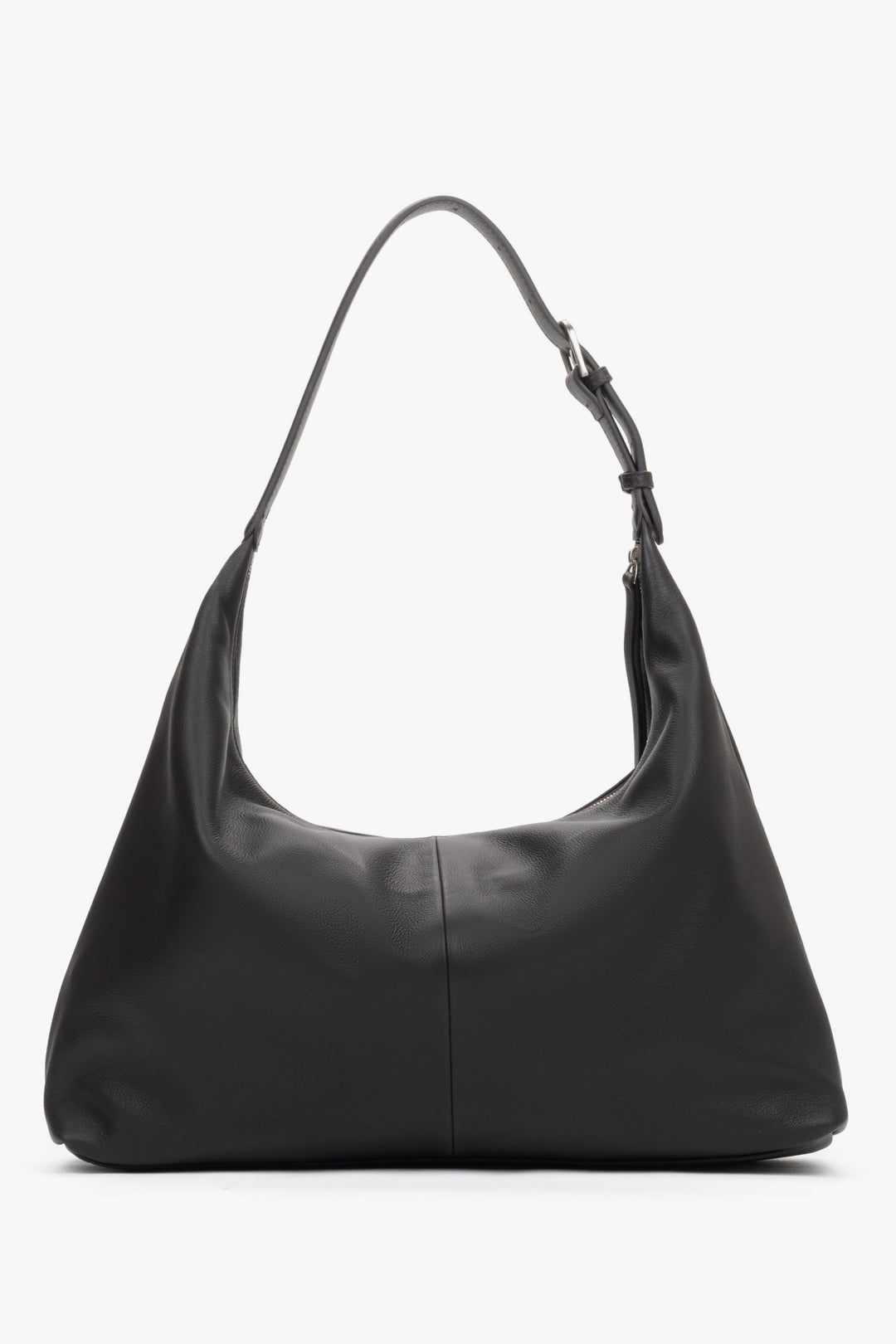 Practical and stylish dark brown leather shoulder bag, perfect for work or travel.