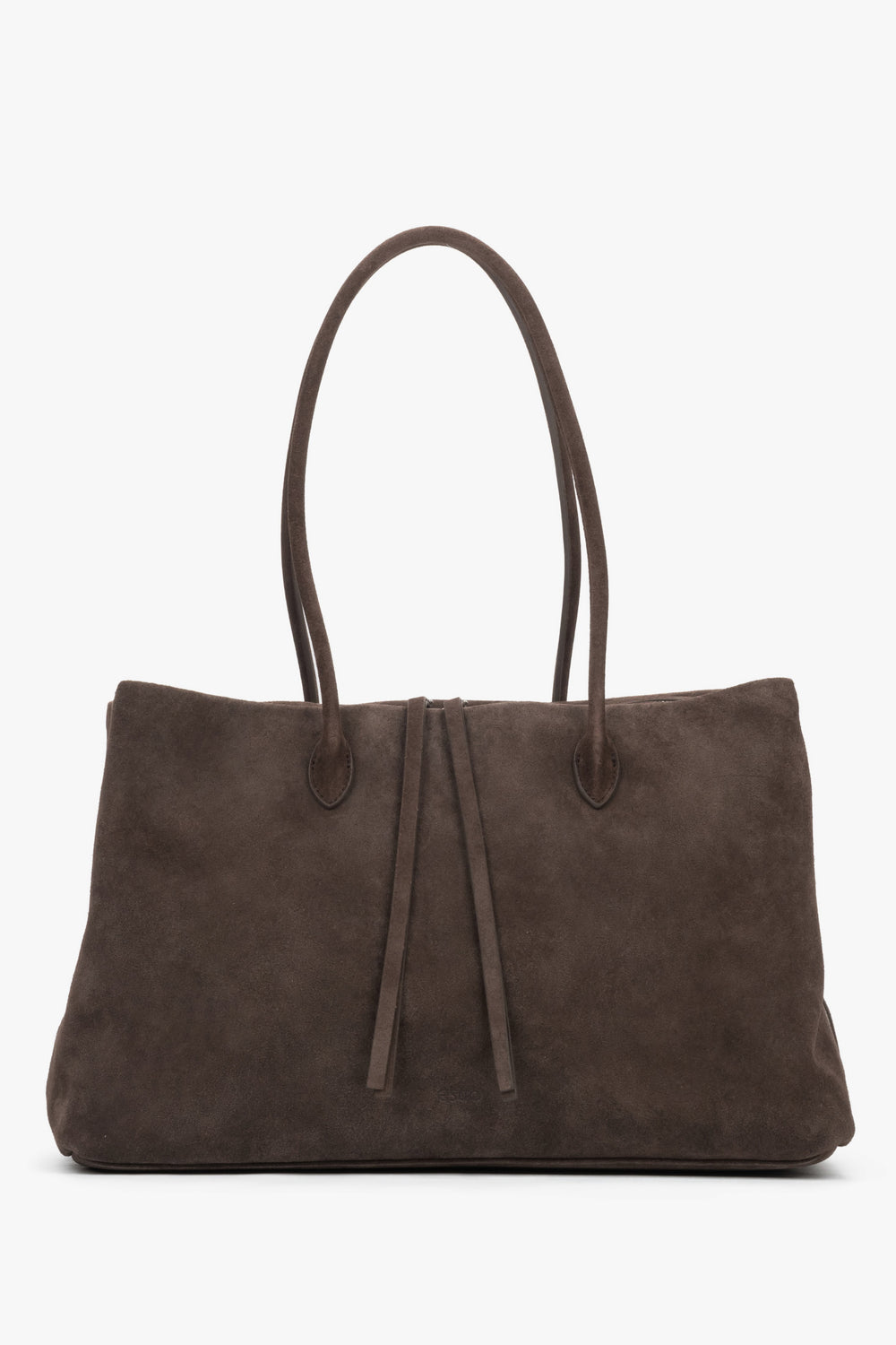 Women’s Spacious Dark Brown Tote Bag in Genuine Velour Estro ER00119534.