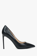 Women's Black Leather Pointed Toe High Heels Estro ER00110048.