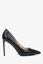 Women's Black Leather Pointed Toe High Heels Estro ER00110048.