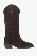 Premium Italian Velour Tall Black Cowboy Boots for Women Estro ER00118325.