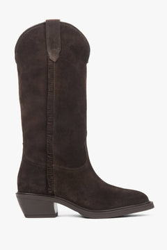 Premium Italian Velour Tall Black Cowboy Boots for Women Estro ER00118325.
