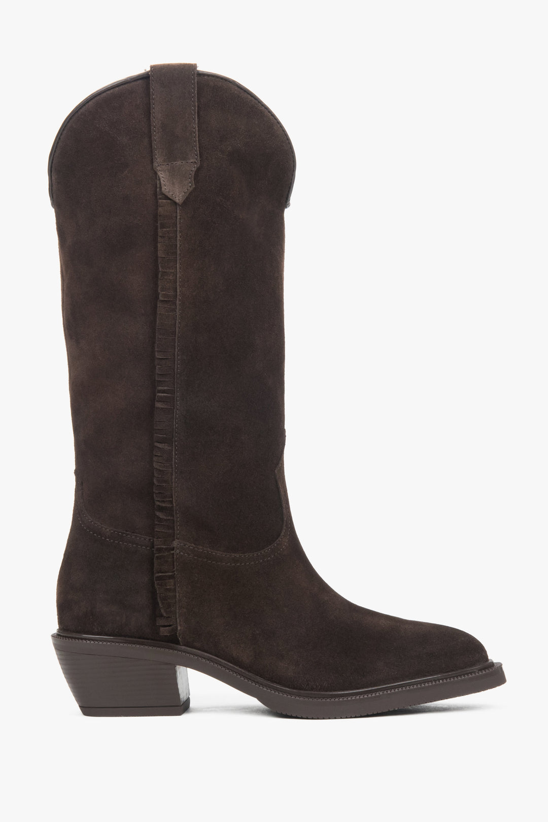 Premium Italian Velour Tall Black Cowboy Boots for Women Estro ER00118325.