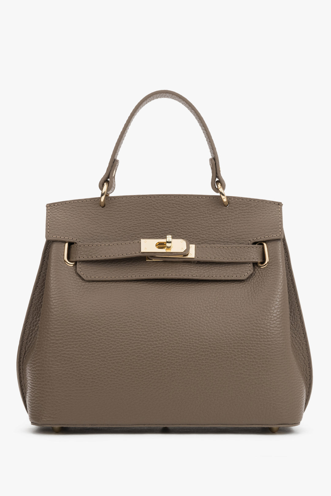 Women's Taupe Italian Textured Genuine Leather Satchel Bag Estro ER00120424.