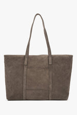 Women’s Taupe Shopper Bag made of Premium Italian Genuine Velour Estro ER00118651.