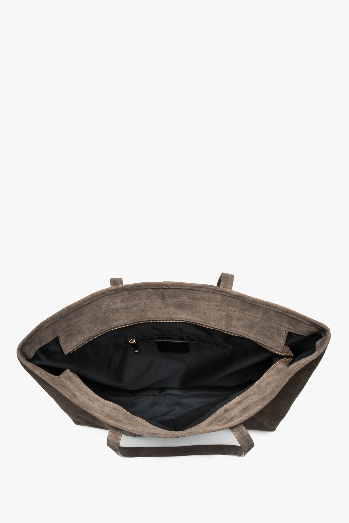 Women’s dark grey shopper bag, crafted from Premium Italian genuine velour, Estro.