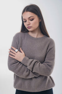 Women’s Taupe Sweater with Alpaca Wool Blend Estro ER00118756.