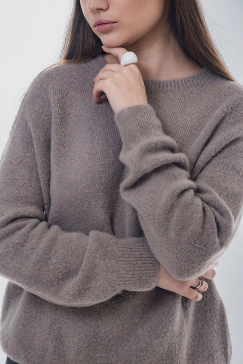 Taupe women’s sweater with an alpaca wool blend.